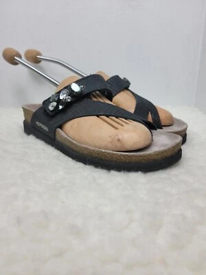 Mephisto Helen Women's Shoes  Size 6.5 Black Rhinestone Leather Slide On Sandal  - Image 1 of 4