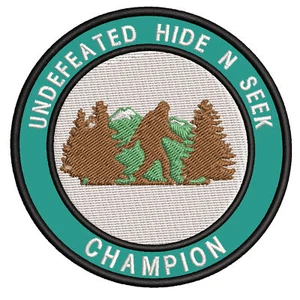 Bigfoot Hide & Seek Patch Embroidered Iron-On Applique X-Files Cryptid Myth  - Picture 1 of 3