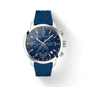 Tissot Prc 200 Chronograph Men's Silver blue Watch T114.417.17.047.00 NEW BOXED - Imagen 1 de 5