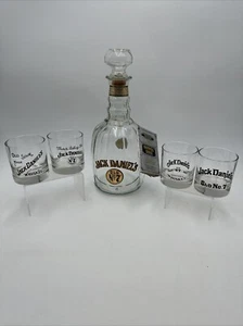 Jack Daniels Old No. 7 Whiskey Maxwell House Decanter 4 Lowball Glasses Vtg 1970 - Picture 1 of 24