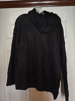 Sonoma Life+Style Knit Sweater Cowl Neck Women XL Shimmer 3/4 Sleeve  NWT Black - Image 1 of 4