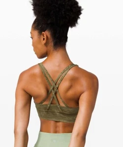 Lululemon Energy Bra Long Line Med Support B-D Cup Ice Wash Moss Green 4 - Picture 1 of 5
