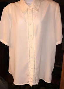 Beautiful Claudia Richard Embroidered Cream Colored Blouse Top Shirt Sz 14 - Picture 1 of 7