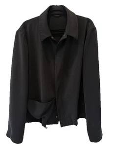 Camisa vintage de los años 2000 Giorgio Armani de poliéster con botones a presión para hombre - negra/talla 52 - Imagen 1 de 5