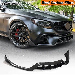 For Mercedes Benz W213 E63 AMG S 2016-2019 REAL CARBON Front Bumper Lip Spoiler - Picture 1 of 11