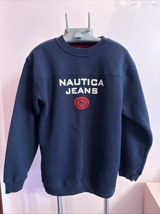 Vintage 1990’s Y2K Nautica Jeans Navy Classic Logo Pullover Sweatshirt Boys M - Picture 1 of 4
