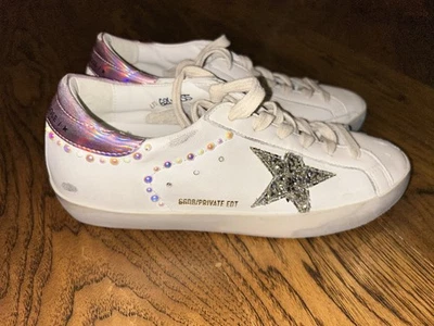 Golden Goose Superstar Pearl Sneakers Silver Glitter White, NIB Size Us 8 Pink - Image 1 of 4