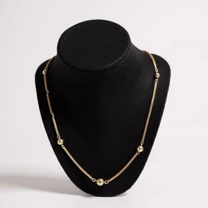 Vintage Gold-Tone Avon Necklace With Beaded Accents & Oval Tag - Picture 1 of 8