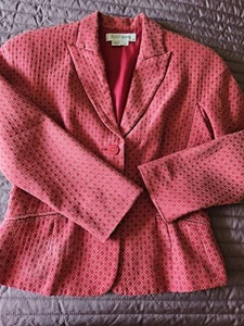 Kay Unger Skirt Suit Size 2 In Red Silk - Picture 1 of 4