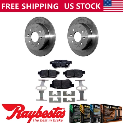 Kit de rotores de freno traseros + pastillas de cerámica y herrajes para Honda Civic 1992-2000 Foto 1 de 4