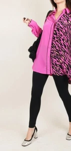 BOB MACKIE wearable art Hot Pink 100% Silk Animal Print Oversize 80s Sz L NWT  - Picture 1 of 7