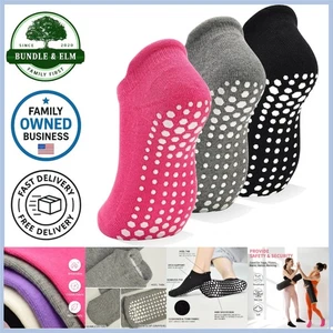 Yoga Socks Non Slip Grip Socks 3 Pairs for Women Pilates Barre Gym All Purpose - Picture 1 of 10