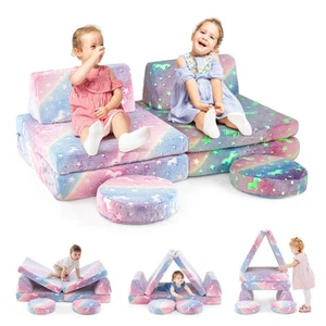 Glow in the Dark Modular Kids Play Couch Set w/ Machine-washable Flannel Covers - Picture 1 of 8