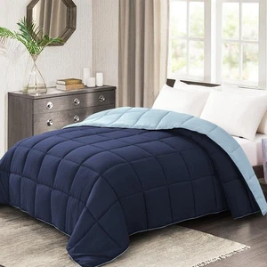 Twin Comforter Duvet Insert- Blue Down Alternative Bed Comforter Twin Size Li... - Picture 1 of 6