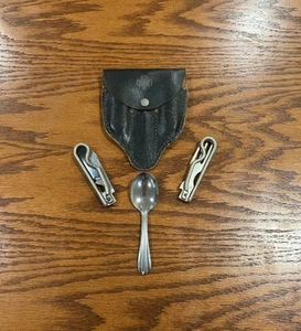 Geo Schrade Boy Scout Utensil Set Fork Knife And Spoon Comes With Leather Pouch - Picture 1 of 15
