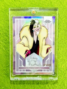 CRUELLA de VIL Disney 100 PINK REFRACTOR # /399 Card 2023 Chrome  101 DALMATIANS - Picture 1 of 24