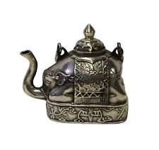 Chinese Handmade Metal Silver Color Elephant Shape Teapot Display cs3393