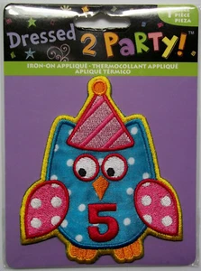Iron-on Applique Kids Age # 5 Owl Free Shipping Horizon NIP - Picture 1 of 1