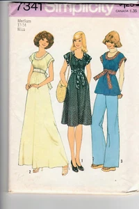 1976 Simplicity #7341 Misses Women's Dress 2 length top size 12-14 pattern - Picture 1 of 2
