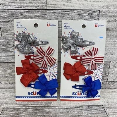 Scunci Hair Accessories Patriotic Barrettes - 2 Packs Of 4, 8 Total Barrettes - Image 1 of 4