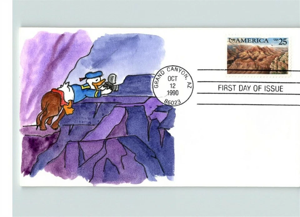 Hand Painted GRAND CANYON, Disney's Donald Duck on Mule, # 1 of 1 FDC - Image 1 of 1