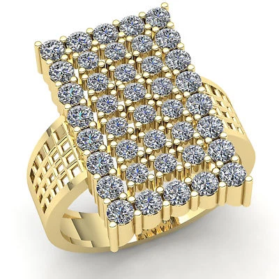 Genuine 1ct Round Cut Diamond Mens Rectangle Cluster Ring 10K Gold GH I1 - Image 1 of 4