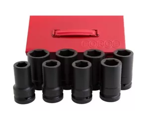 Force 8081DS 1in. 1" Dr 100mmL Deep Impact Socket 15/16-1.5/8" Imperial 8pc Set - Picture 1 of 4