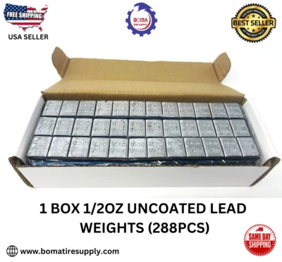 1 BOX 1/2OZ UNCOATED LEAD STICK-ON SELF ADHESIVE WHEEL WEIGHTS (288PCS) - Image 1 of 3