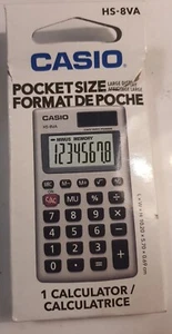 CASIO "HS-8VA" CALCULADORA DE BOLSILLO CON ENERGÍA SOLAR PANTALLA DE 8 DÍGITOS PROBADA FUNCIONANDO  - Imagen 1 de 4