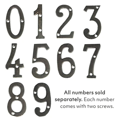 Address House Number Lettering Rustic Cast Iron Mounting Included 3 x 1.5 Inch - Image 1 of 4