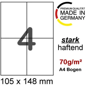 200 Paketetiketten DIN A6 105 x 148,5 mm auf A4 Blatt Format wie Zweckform Herma - Bild 1 von 5