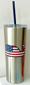 Vineyard Vines American Flag Whale Lidded Mug Tumbler 22.5 oz Fast Free Shipping - Picture 1 of 4