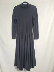 Vintage 90’s Betsey Johnson Long Sleeve Mock Neck Black Midi Dress Sz L - Picture 1 of 10