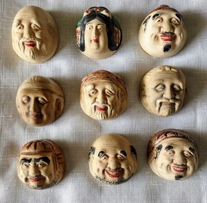 Antique 1900 Banko Style Seven Lucky Gods Sake Cups 9 Cups Total - Picture 1 of 24