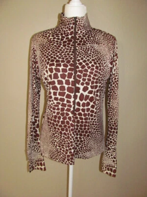 Top Vintage Teddi of California Estampado Jirafa Marrón Blanco Poliéster Talla Pequeña S Foto 1 de 4