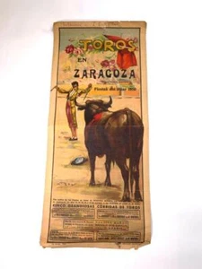 Vintage Spanish Bullfighting 1950 Poster TOROS EN ZARAGOZA 7-1/4" x 16-1/2" - Picture 1 of 8