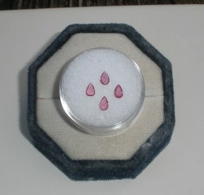 4 Ruby Pear Loose Faceted Natural Gems 5x3mm each - Image 1 of 4