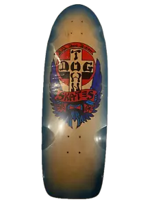 Dogtown Bull Dog Design 9.75in Wood/Blue Shaped Skateboard Deck - Picture 1 of 2