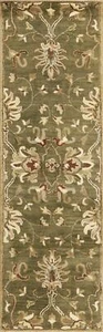 2' X 7' Emerald Green Floral Vine Wool Runner Rug - Picture 1 of 1