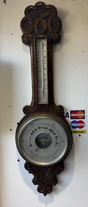 Very Decorative Large Antique Carved Oak Aneroid Barometer - Picture 1 of 8