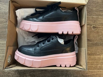 Sorel Caribou X 运动鞋 WP 黑色粉红色厚底女式 8 EU 39 皮革防水 — 第 1/4 张图片