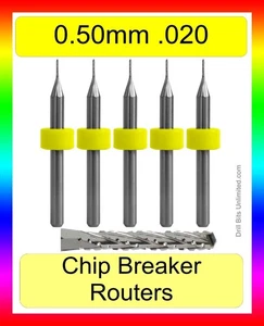 .5mm .020 Chip Breaker Carbide Router FIVE PCS Drill Point 1/8" Shank .50mm R148 - Picture 1 of 5