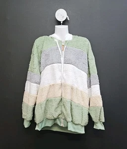 Women's Thermal Fleece Front Zipper Plush Warm Hooded Coat 3XL Ocean Green - Picture 1 of 6