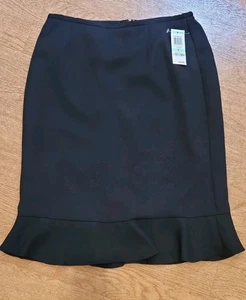 NWT! JM Collection Black Midi Length Flared Skirt Zip Casual Career, Size 8 - Picture 1 of 3