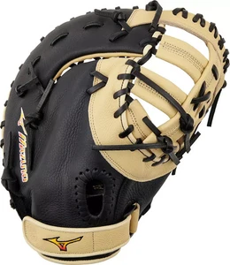 Mizuno 12,5 Zoll First Base Mitt Vollnarbenleder schwarz hellbraun Linkshand Überwurf - Bild 1 von 5