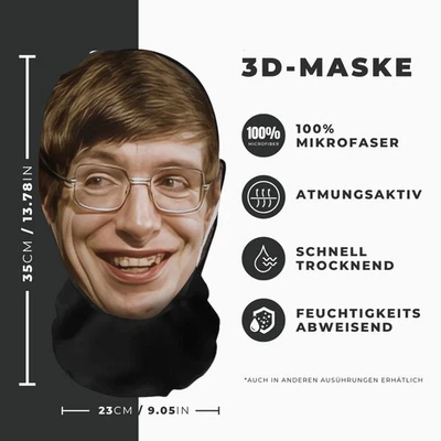 Realistische  3D-Druck Vollgesichtsmaske – Atmungsaktiv, Witz - Bild 1 von 3