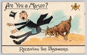 Postcard FREEMASONRY ARE YOU A MASON? - Receiving The Password, HUMOR - Picture 1 of 2