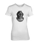 Métal Rhinestud & imprimé - Casque de plongée antique design Steam Punk Femme T-shirt
