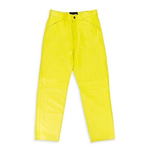 NWT SP5DER DEBOSSED LEATHER YELLOW CASUAL PANTS SIZE 32 $500 - Picture 1 of 5