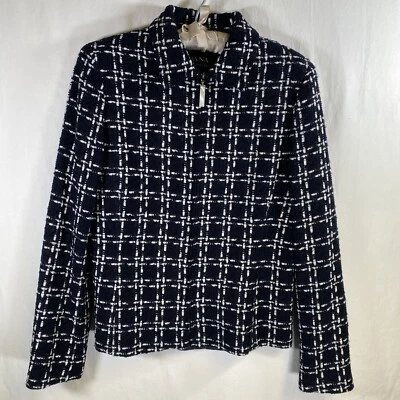 Винтажный Dana Buchman темно-синий и белый спереди молнии куртка / блейзер - размер 2 - Изображение 1 из 4